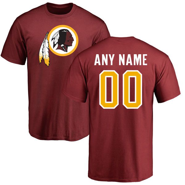 Men Washington Redskins NFL Pro Line Maroon Any Name and Number Logo Custom T-Shirt->nfl t-shirts->Sports Accessory